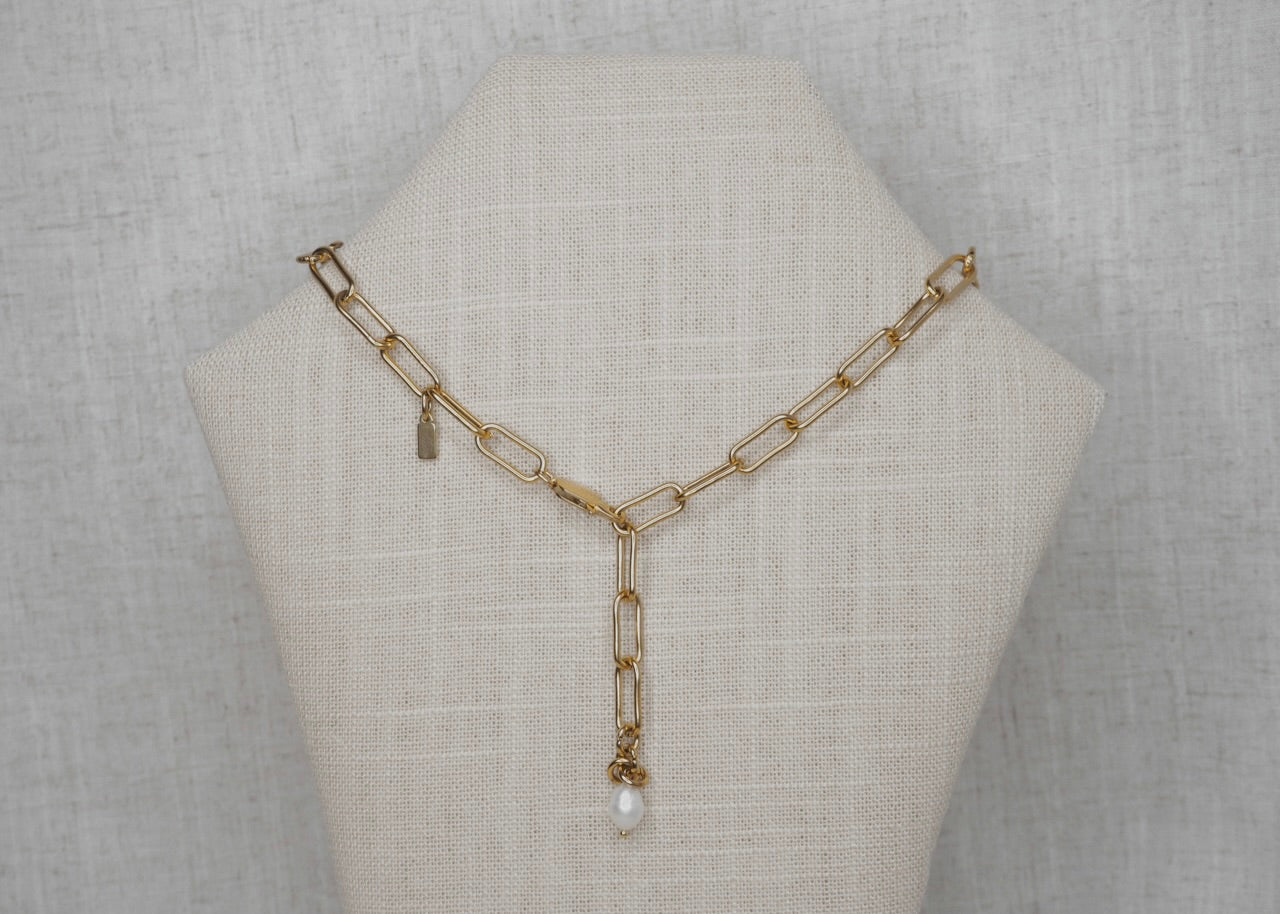 chunky paperclip necklace gold 4