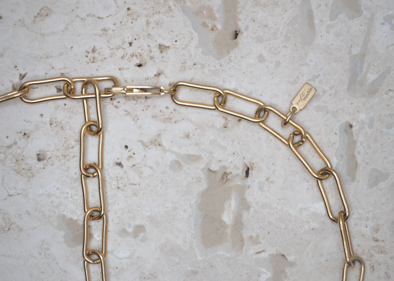 chunky paperclip necklace gold 5