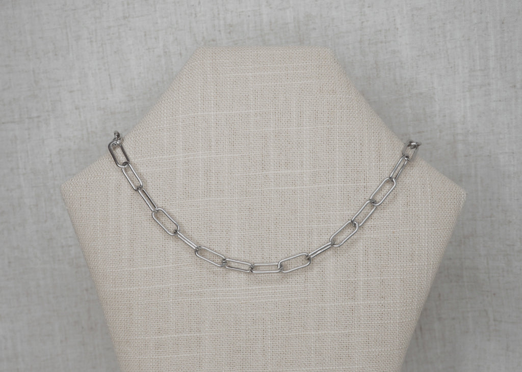 chunky paperclip necklace silver 2