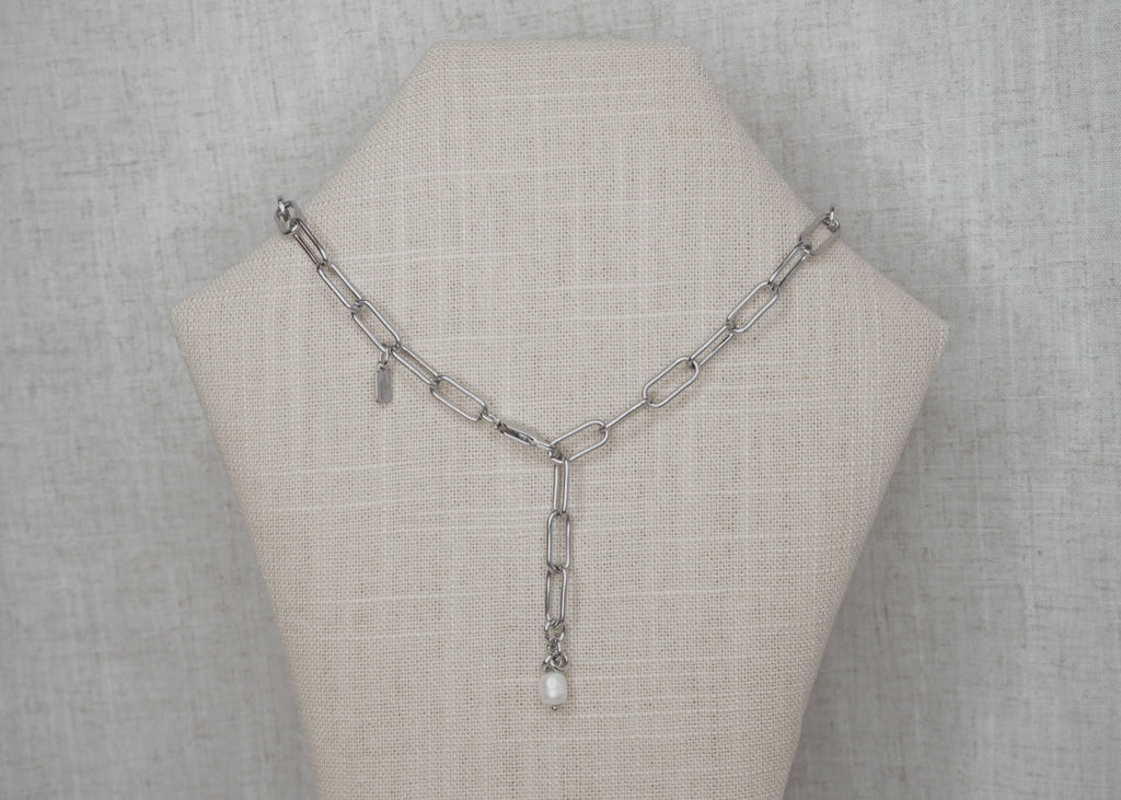 chunky paperclip necklace silver 4