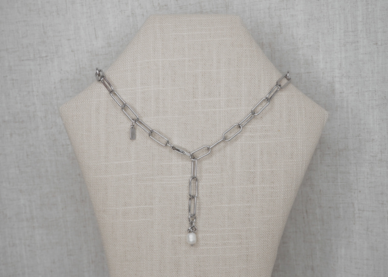 chunky paperclip necklace silver 4