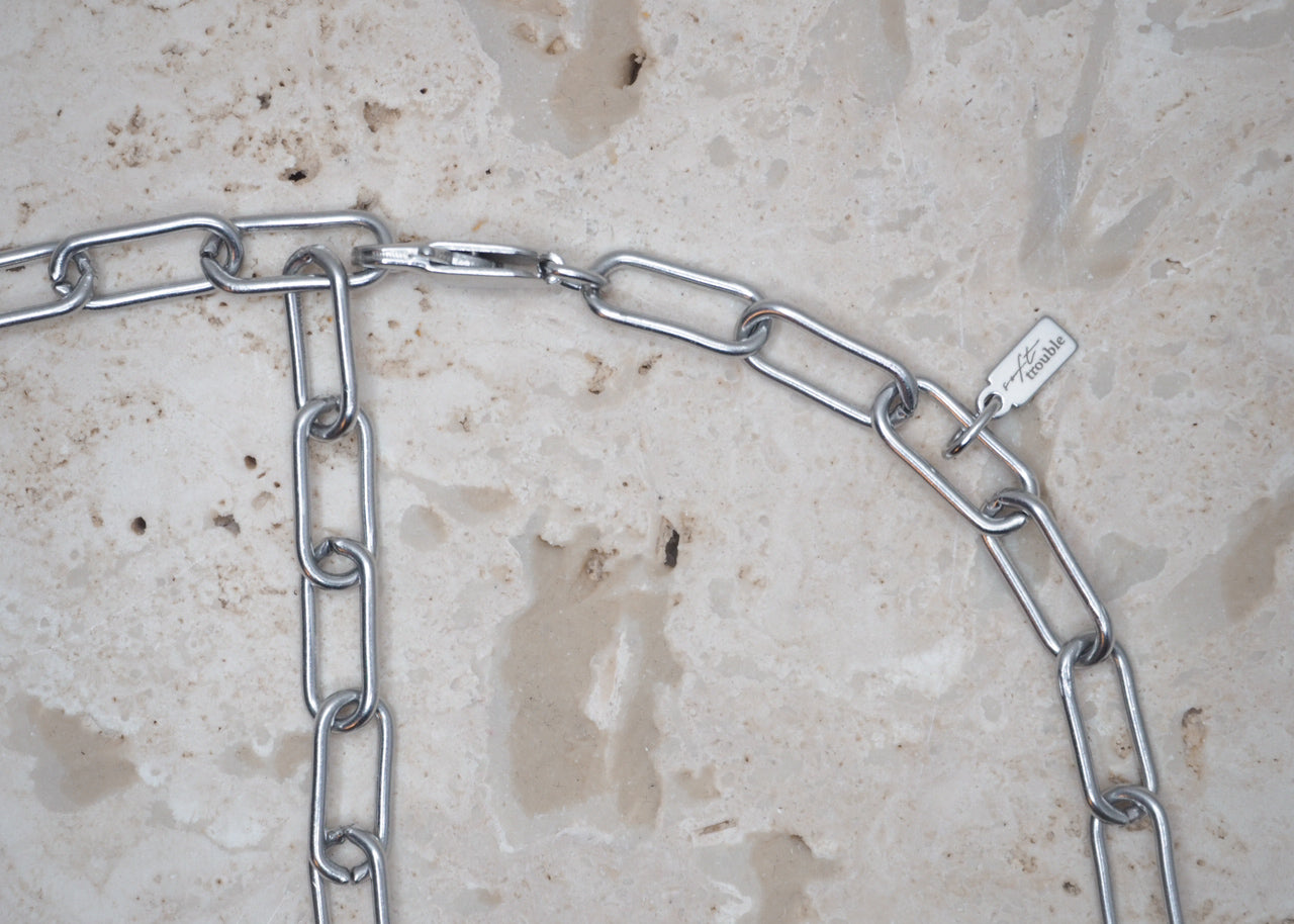 chunky paperclip necklace silver 5