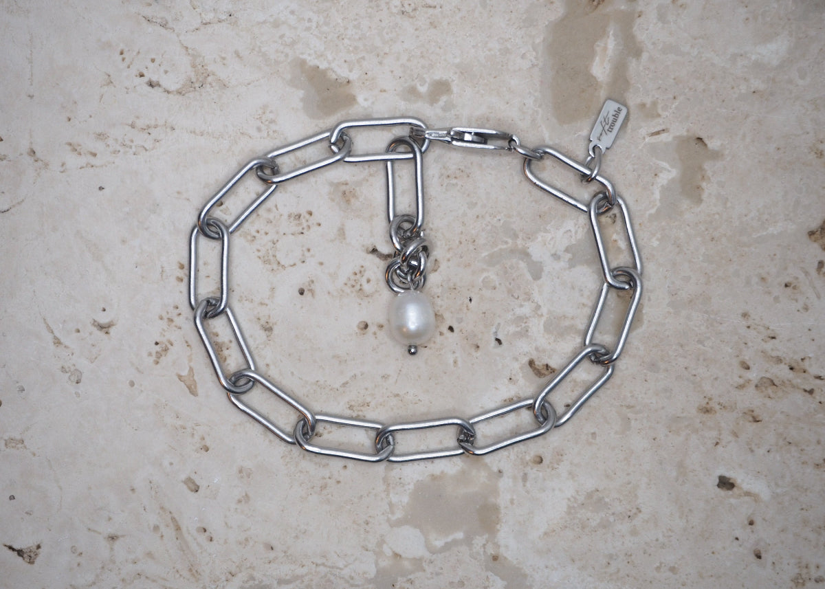 chunky paperclip bracelet silver 1