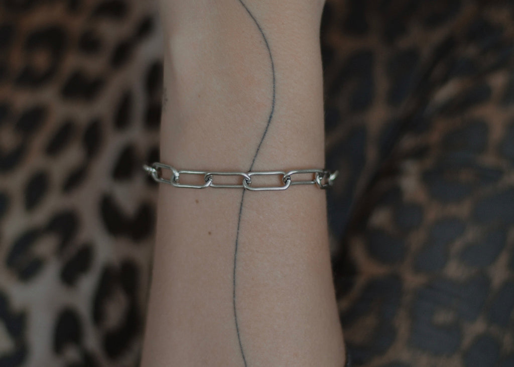 chunky paperclip bracelet silver 6