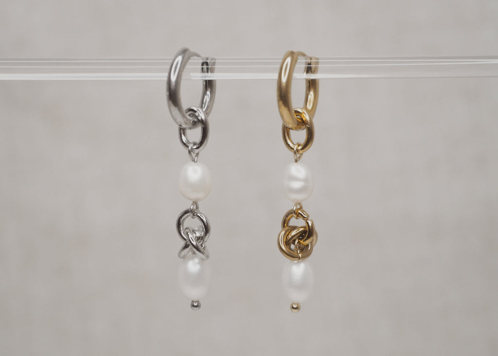 double pearl knot hoops 1