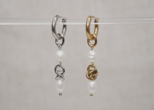 double pearl knot hoops 1