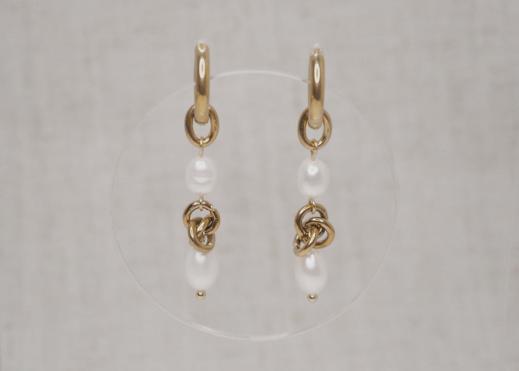 double pearl knot hoops gold 1