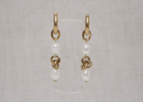 double pearl knot hoops gold 1