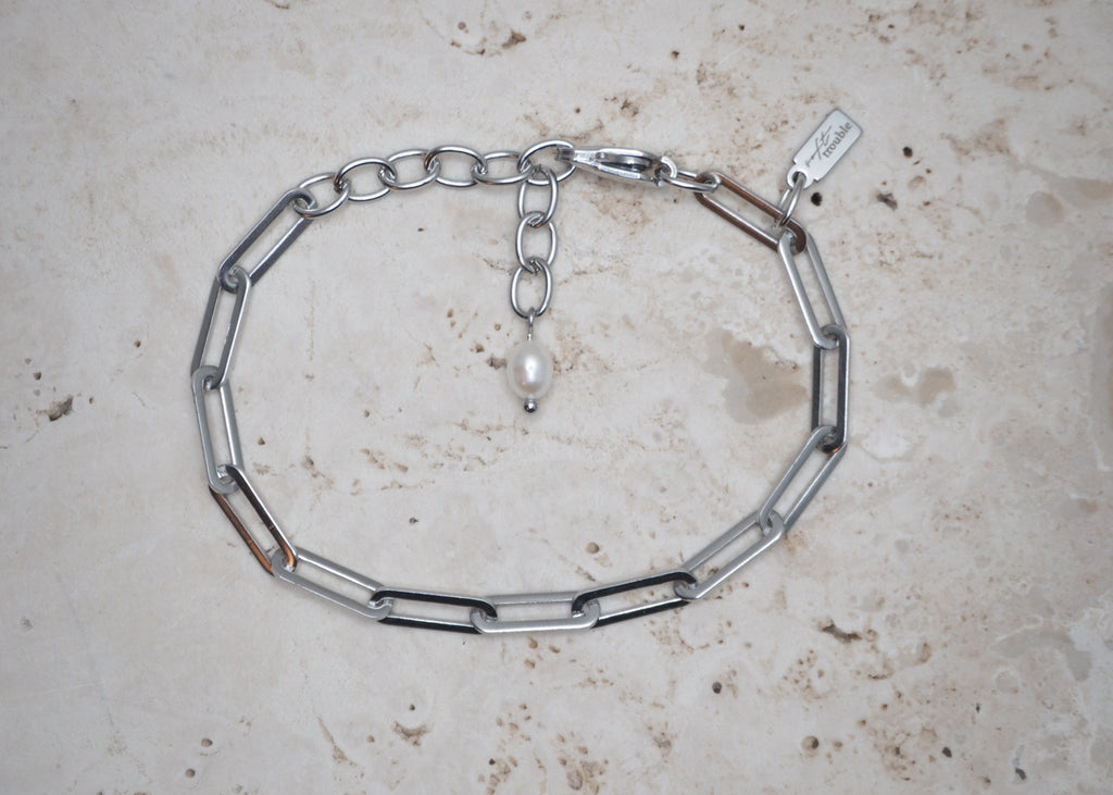flat paperclip bracelet silver 1