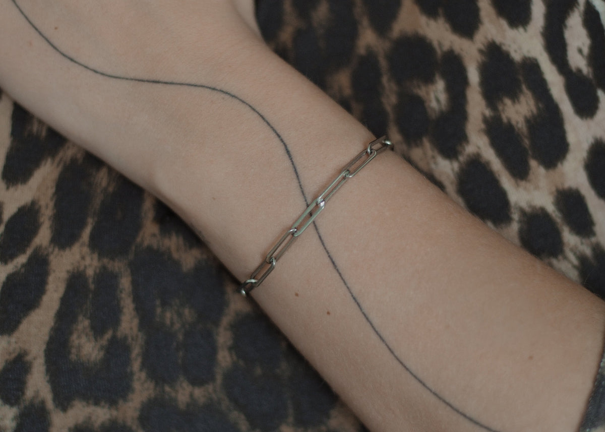 flat paperclip bracelet silver 2