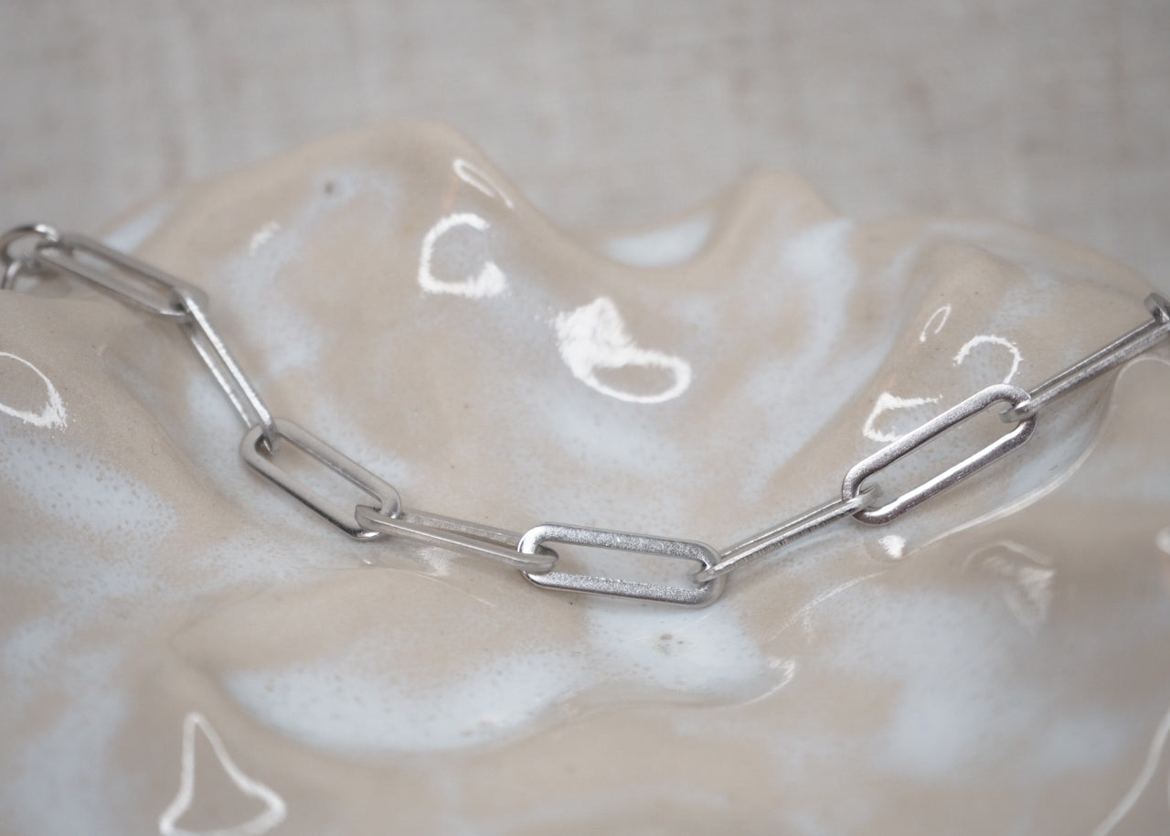 flat paperclip bracelet silver 3