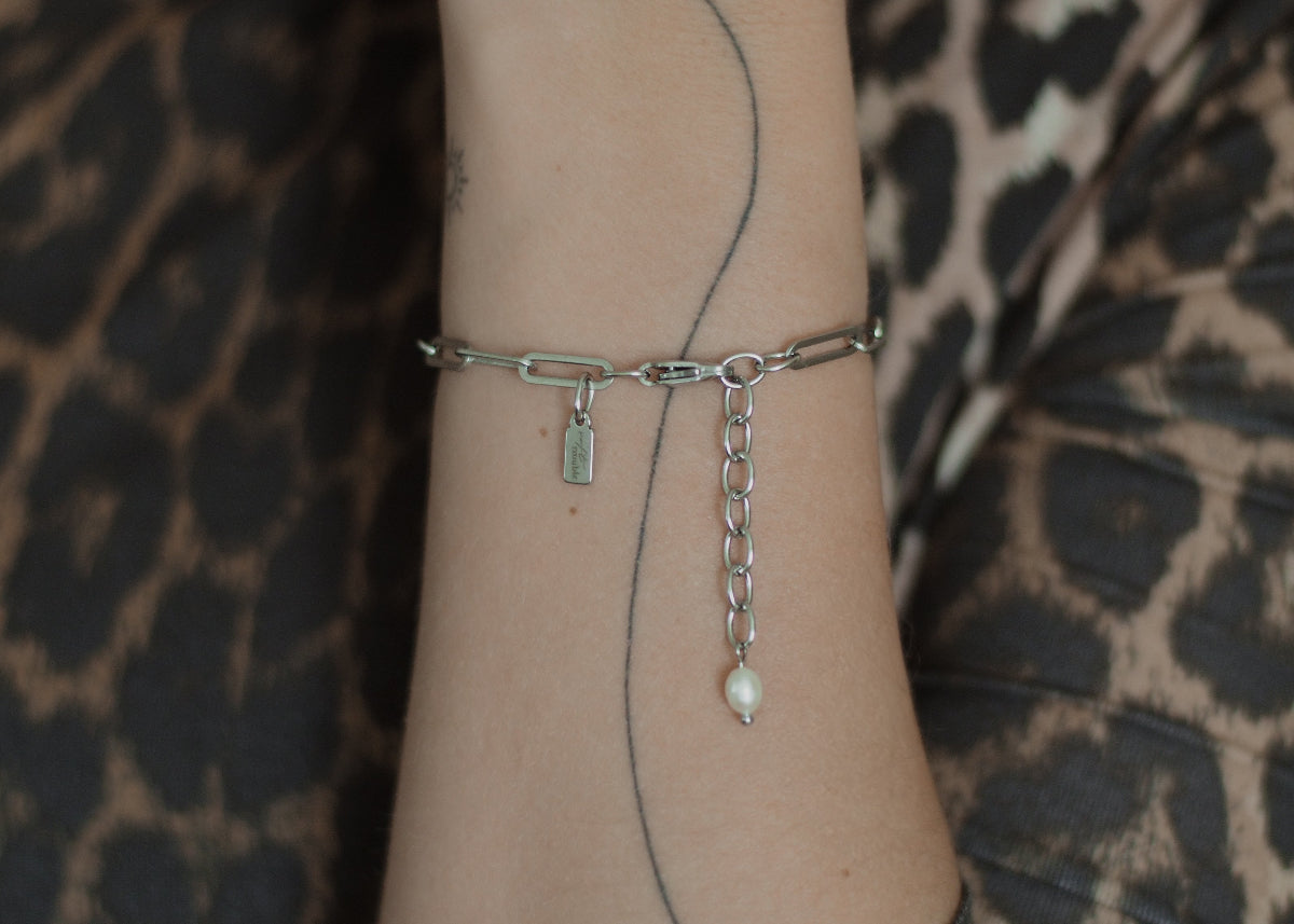 flat paperclip bracelet silver 4