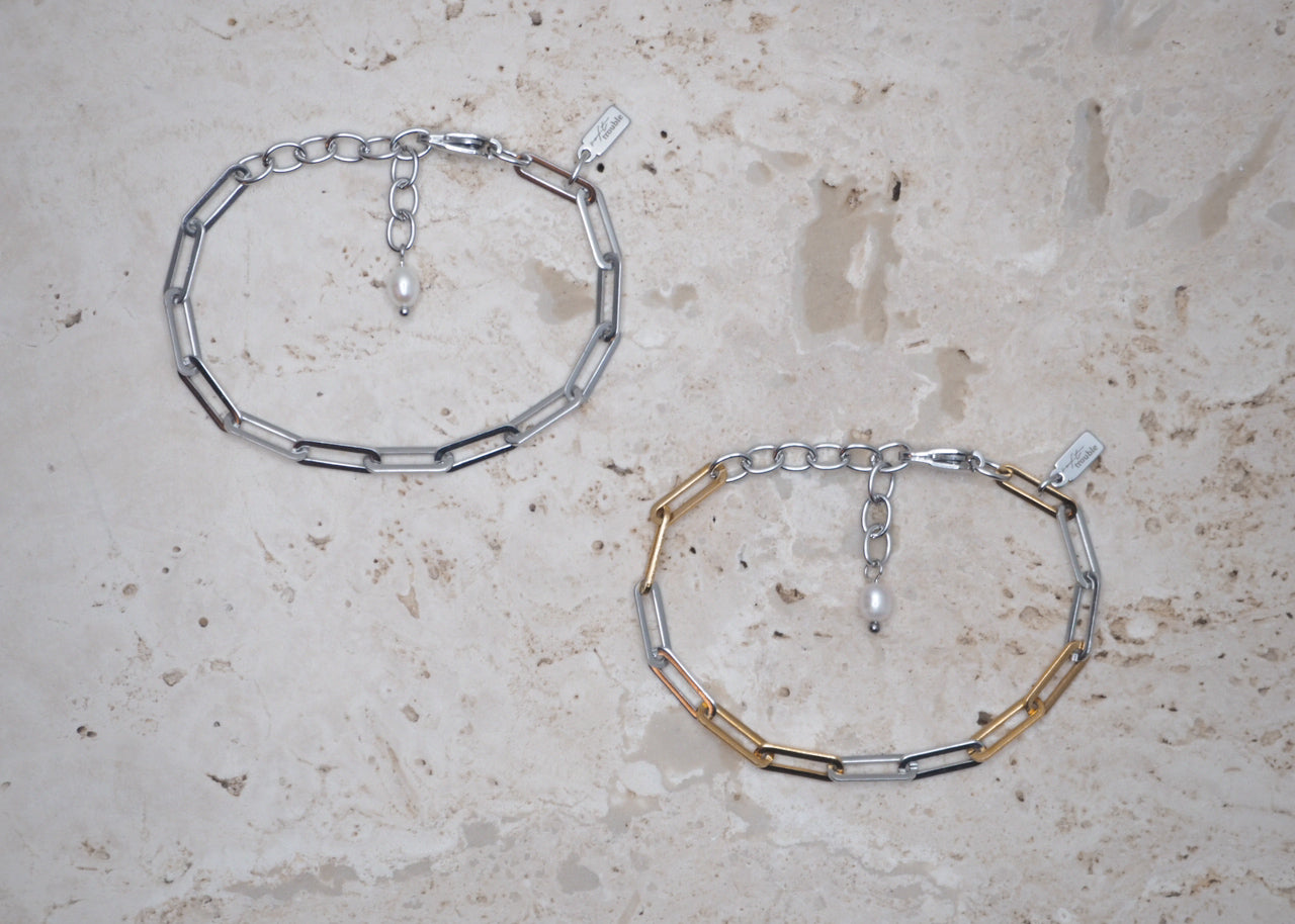 flat paperclip bracelet silver 5