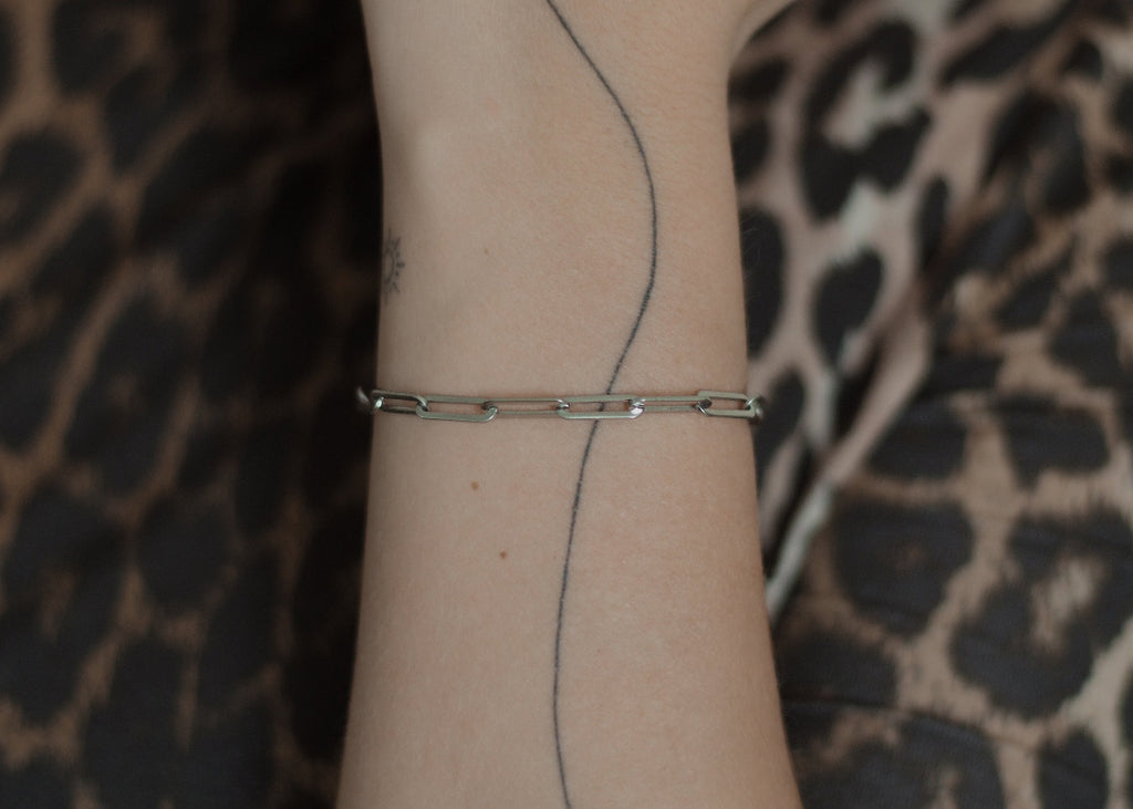 flat paperclip bracelet silver 6