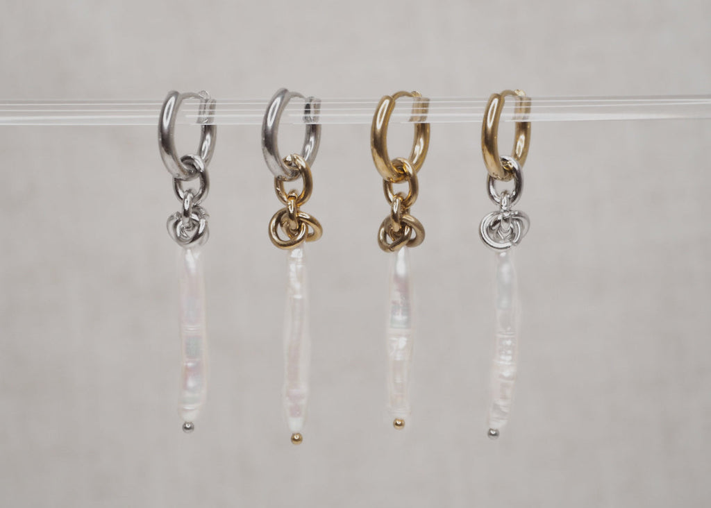knot long pearl hoops