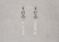 knot long pearl hoops silver 1