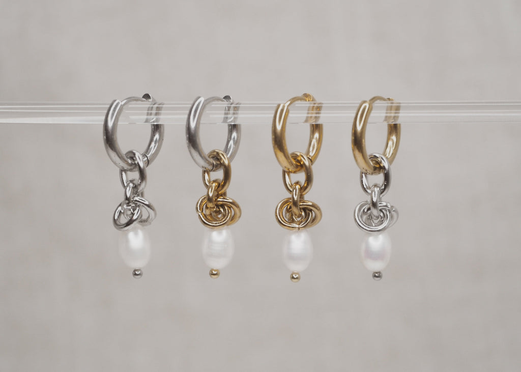 knot pearl hoops all 1