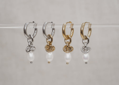 knot pearl hoops all 1