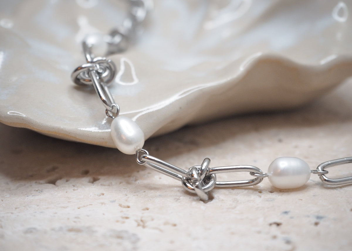 knots & pearl bracelet silver 5