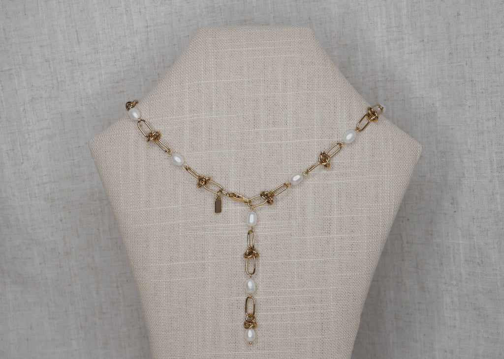 knots & pearls necklace gold 4