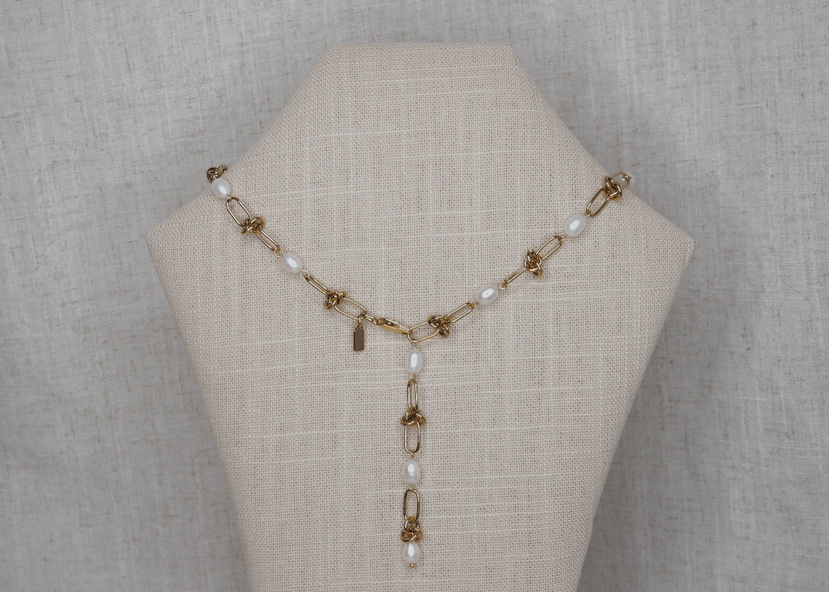 knots & pearls necklace gold 4