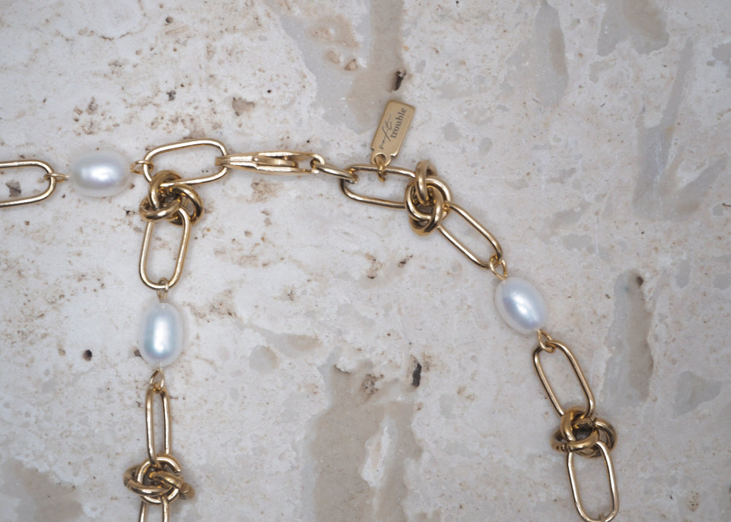 knots & pearls necklace gold 5