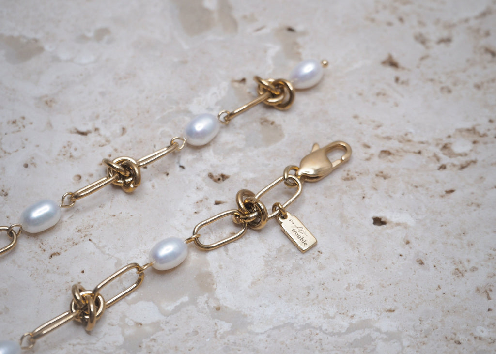 knots & pearls necklace gold 6