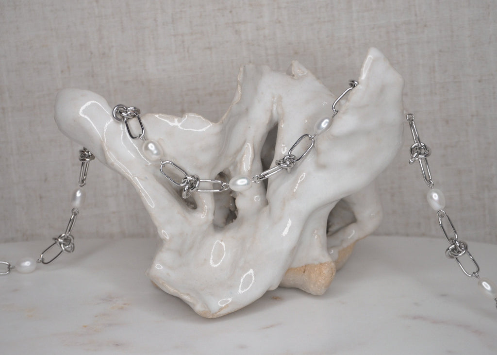 knots & pearls necklace silver 3