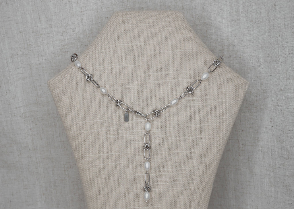 knots & pearls necklace silver 4