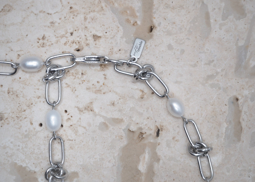 knots & pearls necklace silver 5