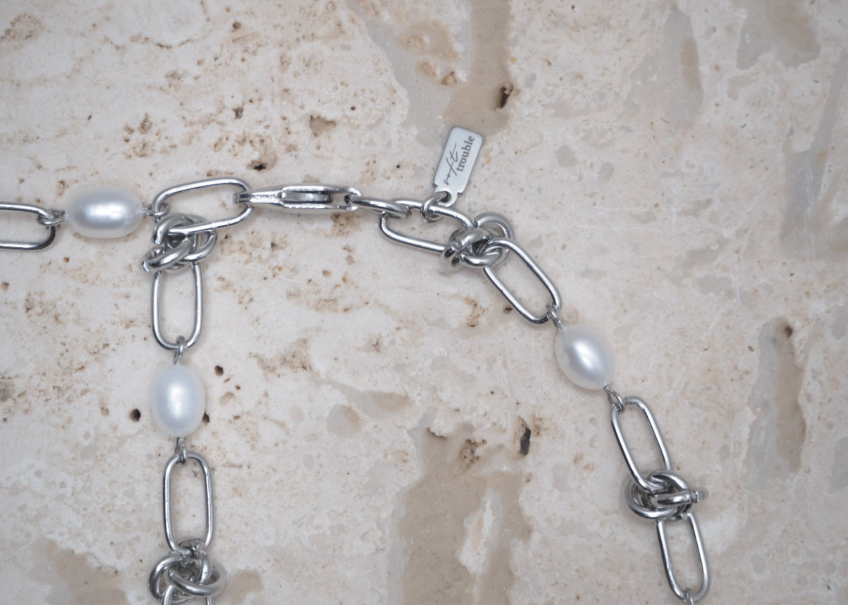 knots & pearls necklace silver 5