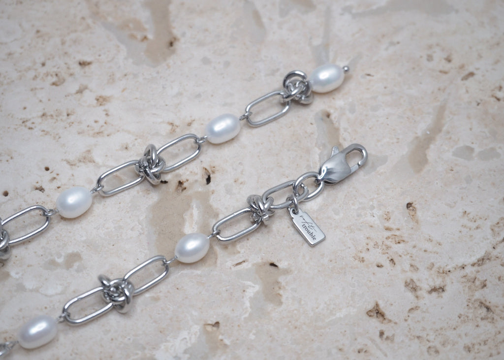 knots & pearls necklace silver 6