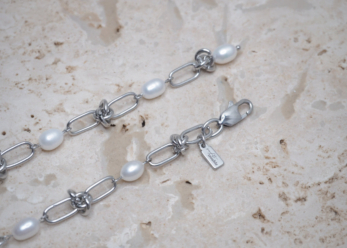 knots & pearls necklace silver 6