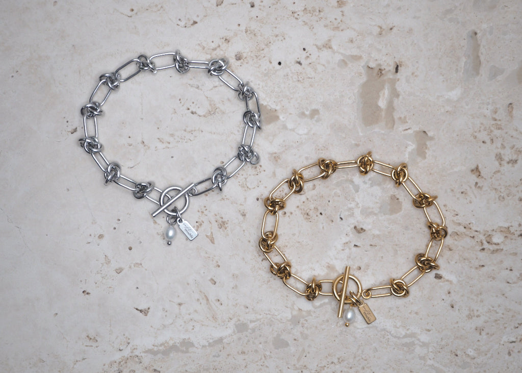 knots & toggle clasp bracelet both