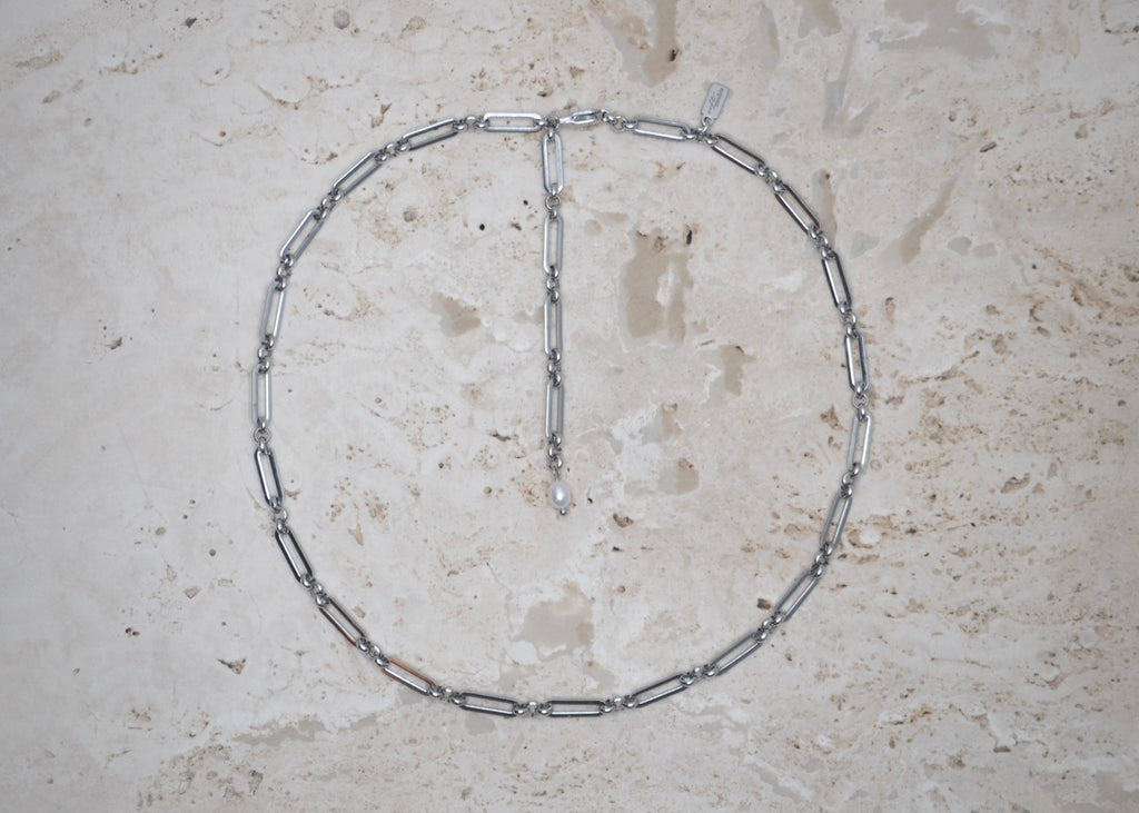 linked chain necklace silver 1