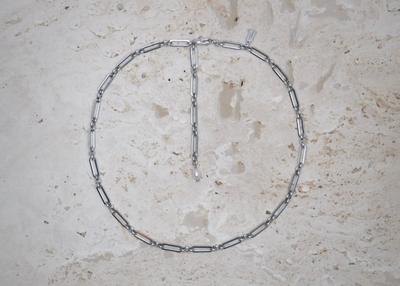 linked chain necklace silver 1