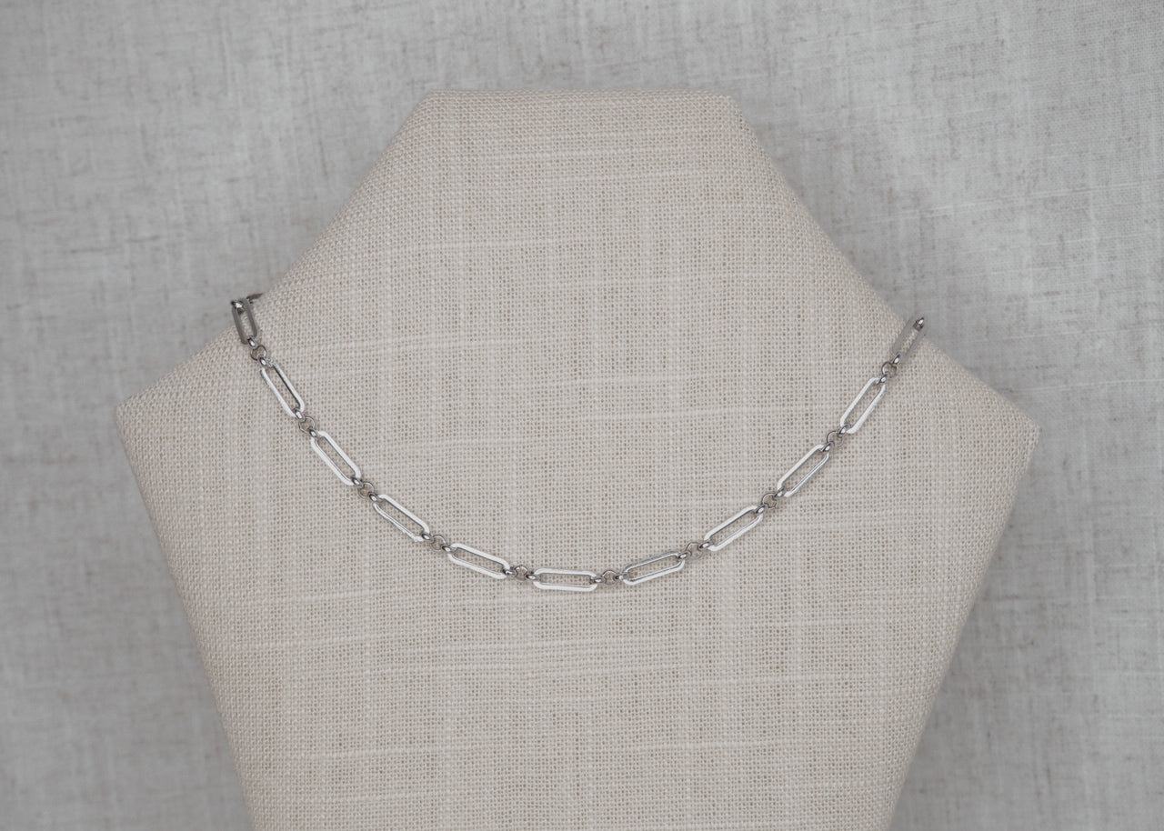 linked chain necklace silver 2