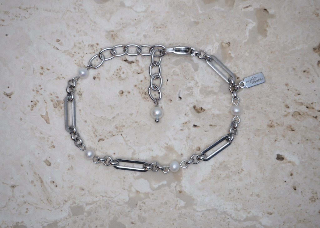 linked pearl bracelet silver 1