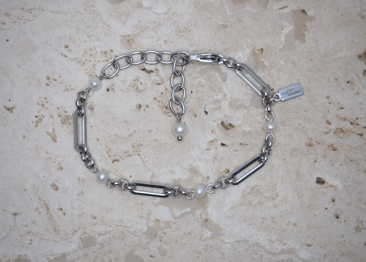 linked pearl bracelet silver 1