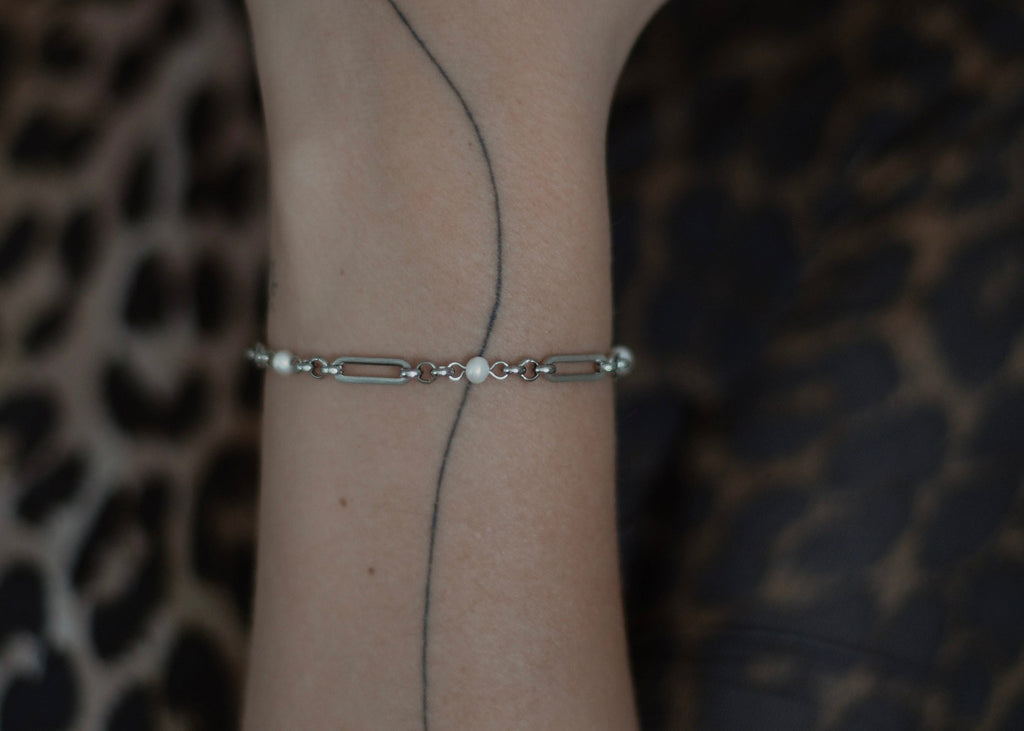 linked pearl bracelet silver 6