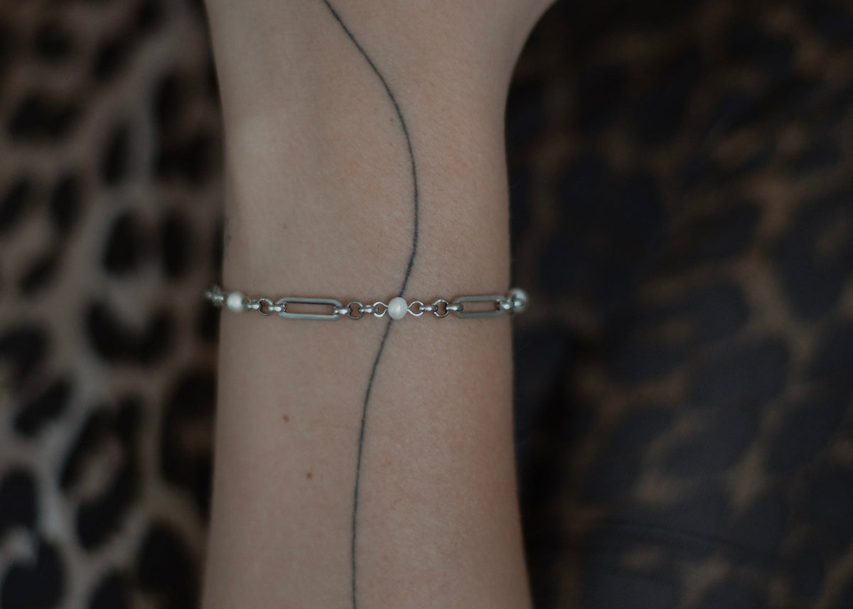 linked pearl bracelet silver 6