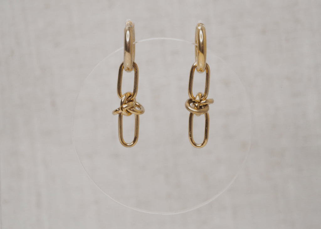 metallic mischief hoops link knot link gold