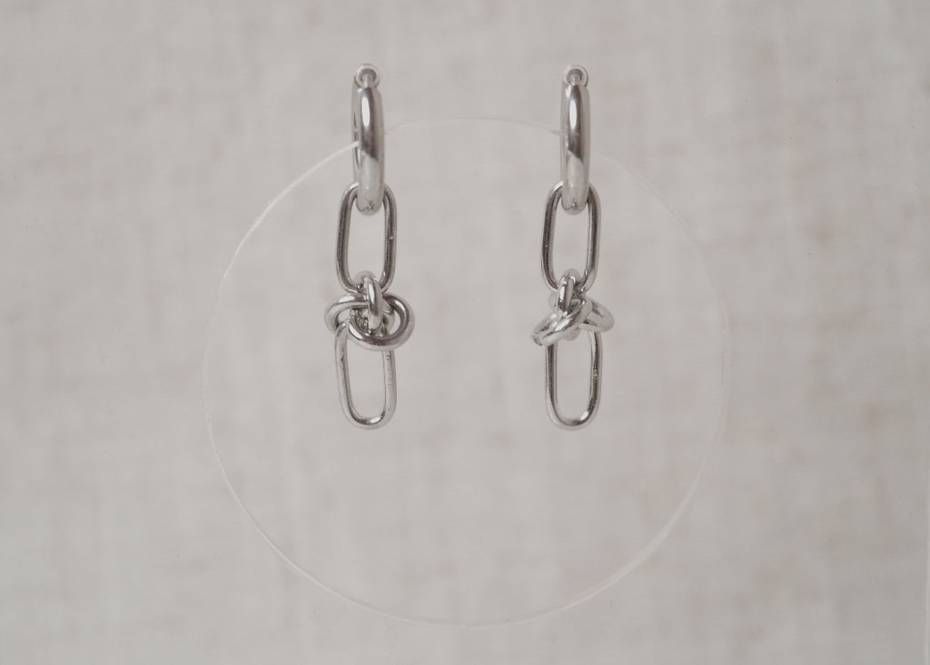 metallic mischief hoops link knot link silver