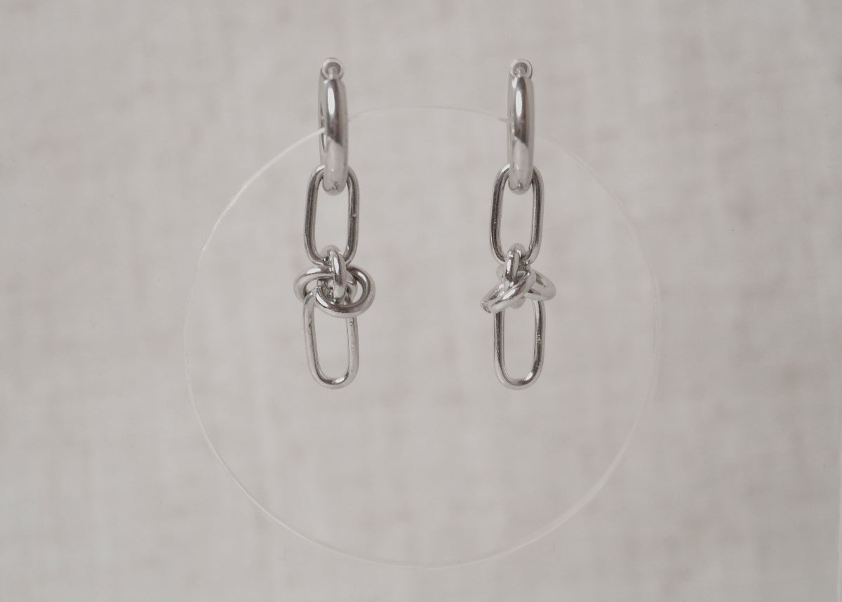 metallic mischief hoops link knot link silver