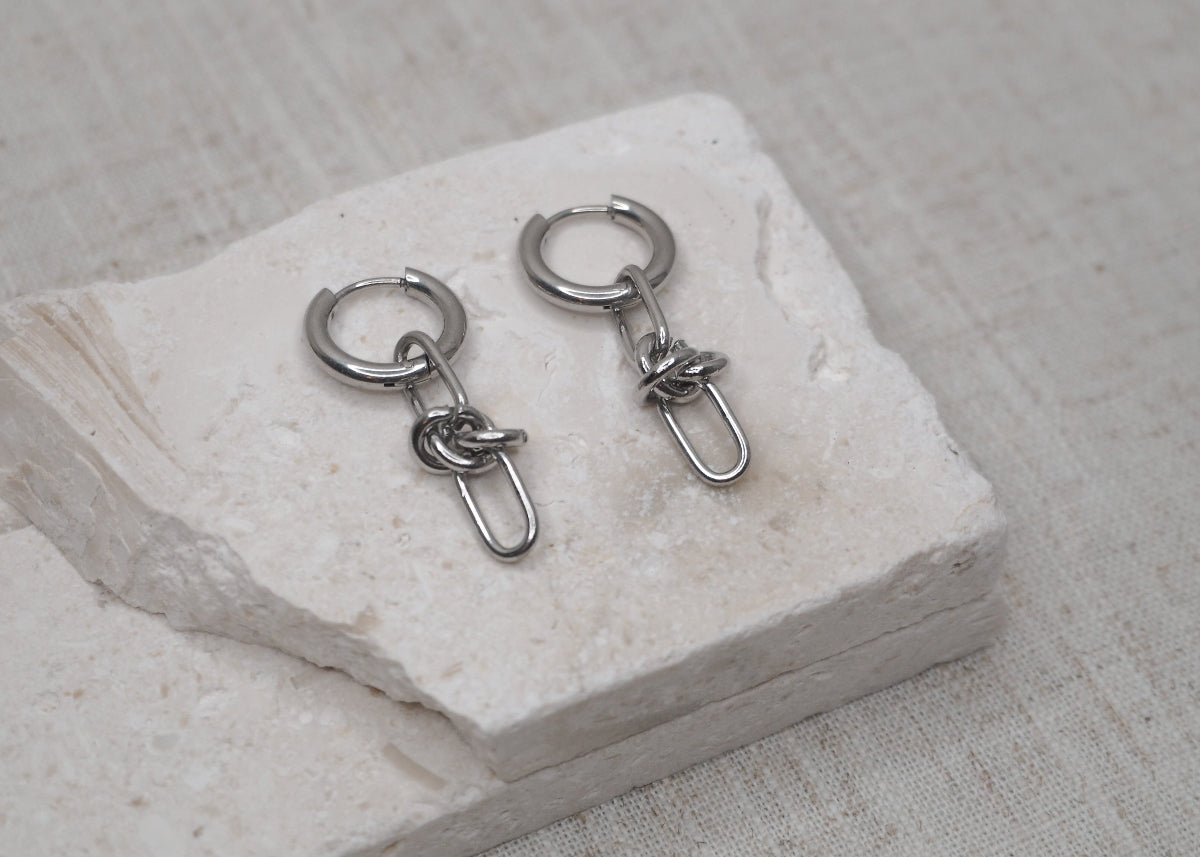 metallic mischief hoops link knot link silver