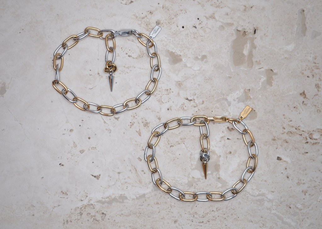 metallic mischief paperclip bracelet both