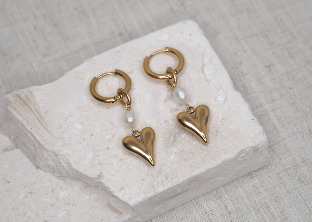 pearl heart hoops gold 2