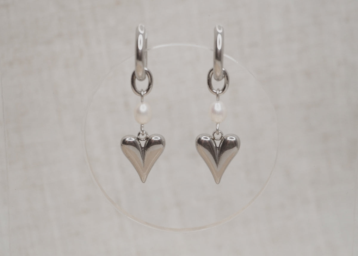 pearl heart hoops silver 1