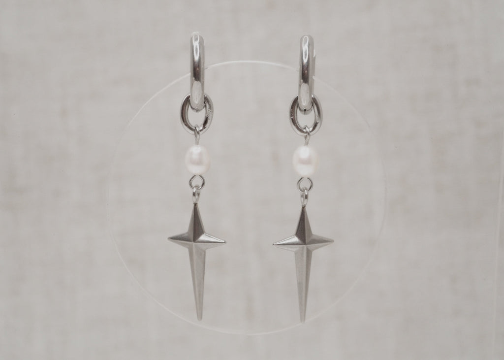 pearl star hoops silver 1
