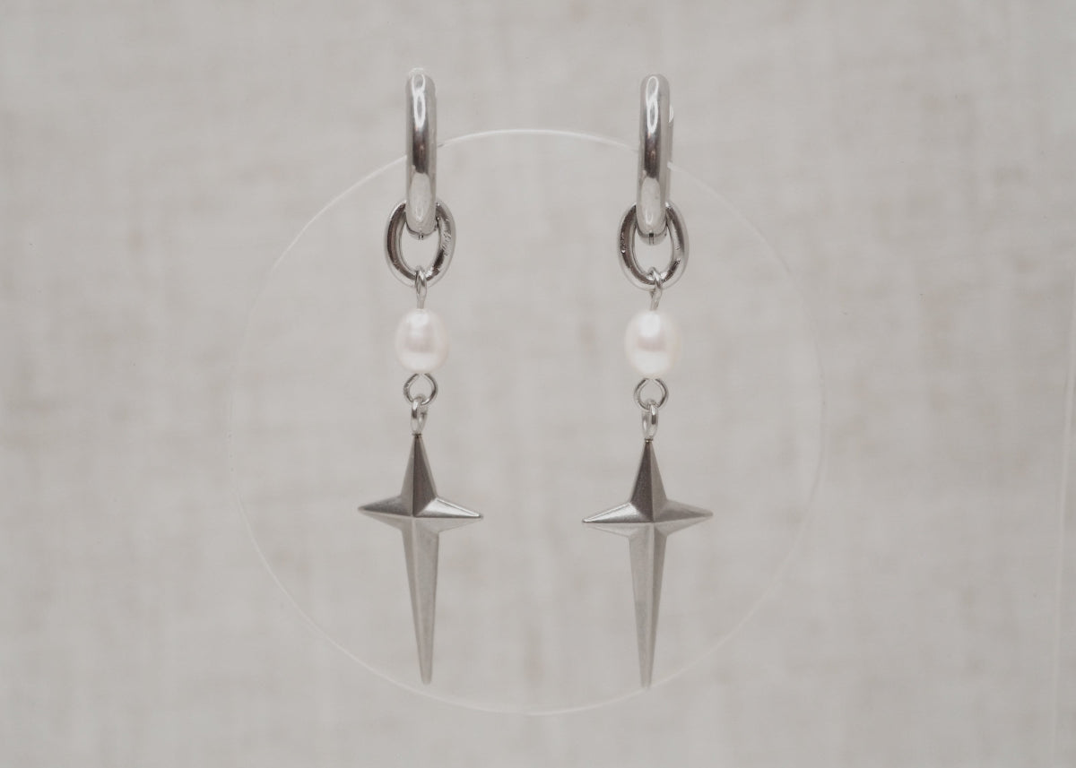 pearl star hoops silver 1